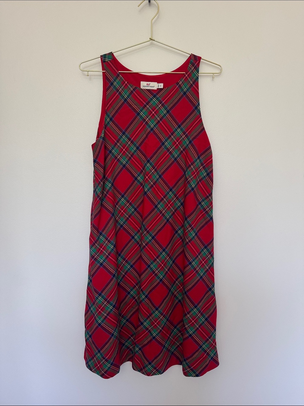 Vineyard Vines Red Plaid Sleeveless Dress